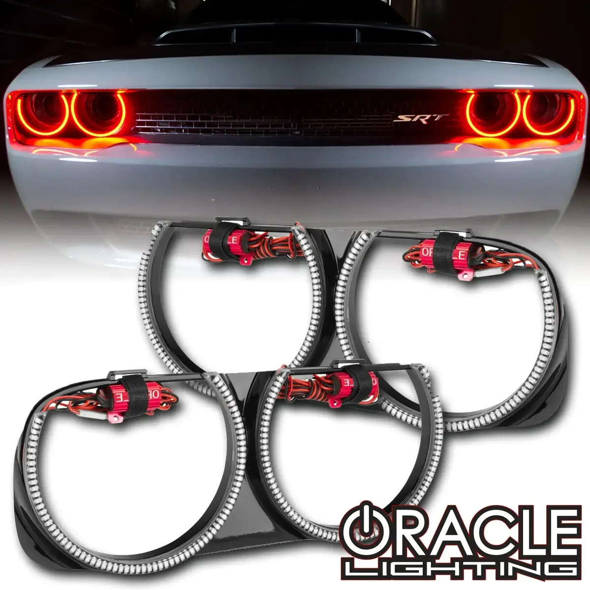 Oracle Lighting 2015-2023 Dodge Challenger Pre-Installed Halo Headlight Bezels 1