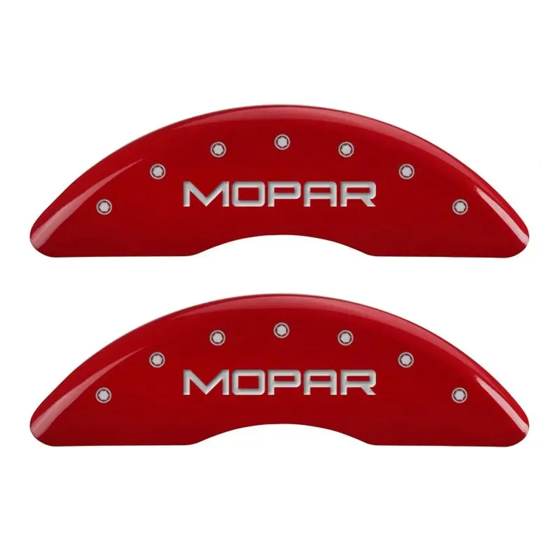 Mgp 4 Caliper Covers Engraved Front & Rear Mopar Red Finish Silver Ch 1