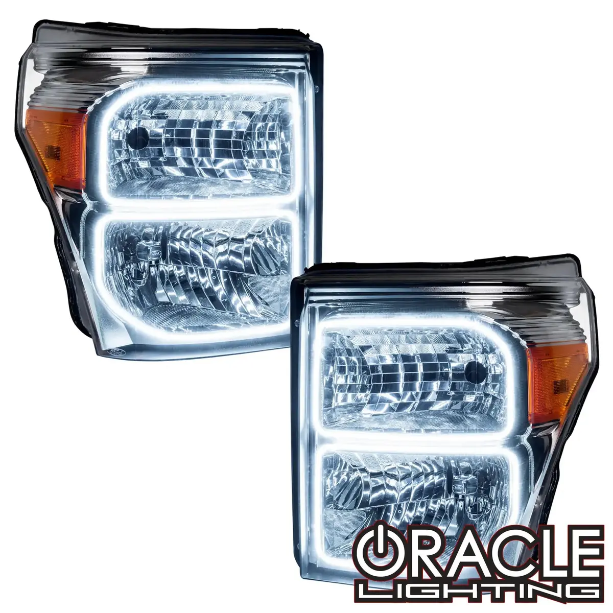Oracle Lighting 2011-2016 Ford F-250/F-350 Super Duty Pre-Assembled Halo Headlights - Chrome Housing 1