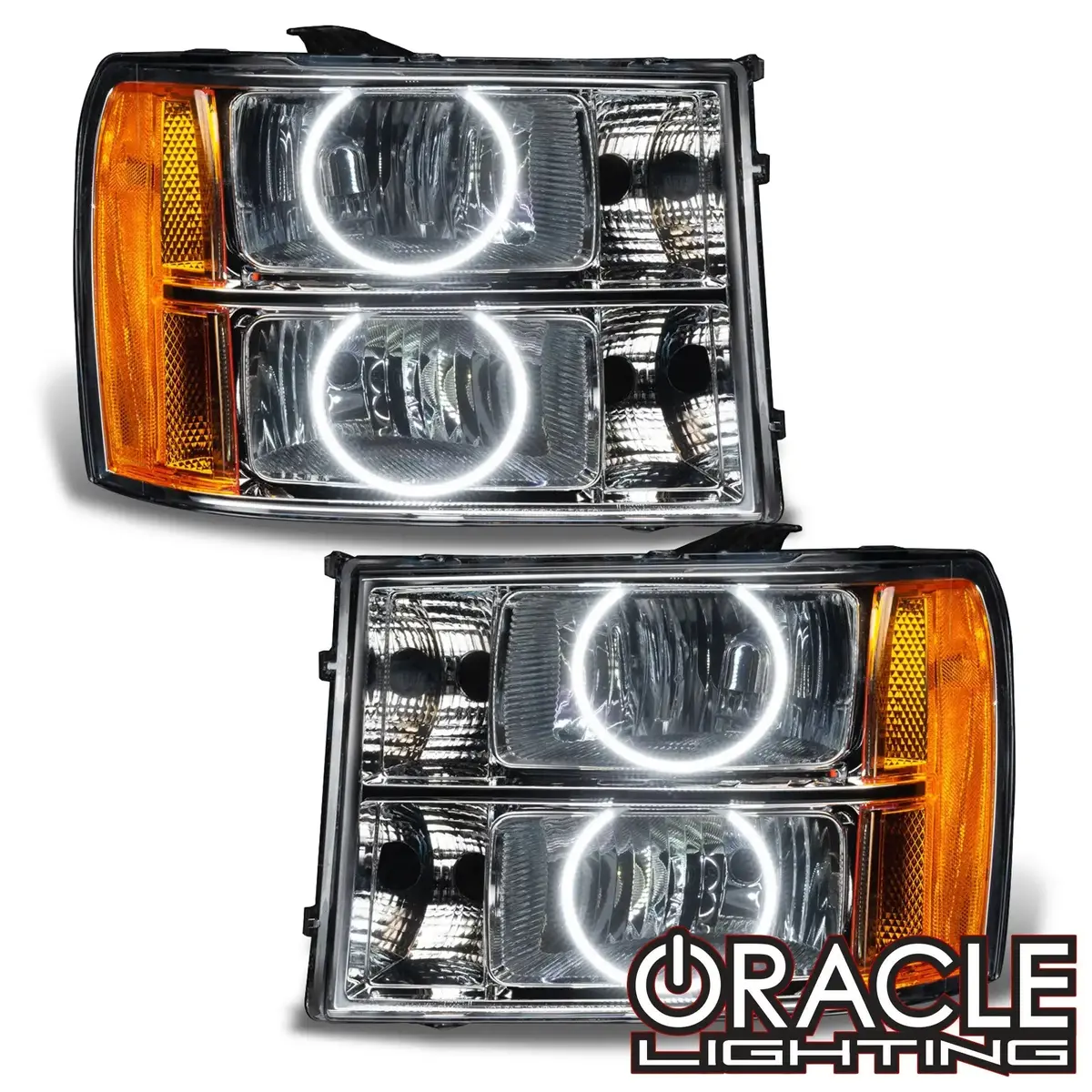 Oracle Lighting 2007-2013 Gmc Sierra Pre-Assembled Halo Headlights - Round Ring Design 1