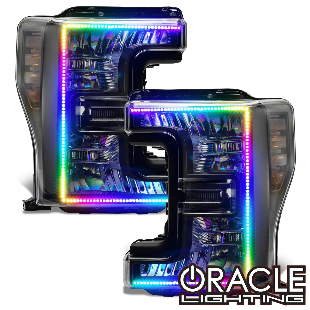 2017-2019 Ford F-250/F-350 Super Duty Oracle Dynamic Colorshift Pre-Assembled Headlights - Black Edition 1