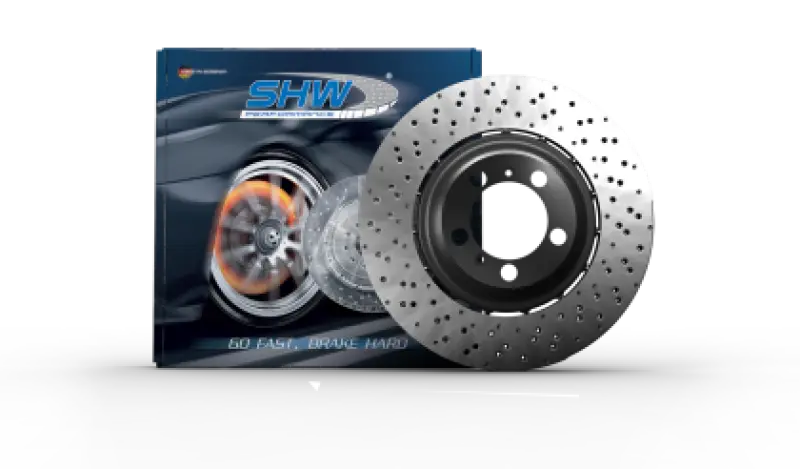 Shw 22-25 Porsche 718 Cayman Gt4 Rs Left Front Cross-Drilled Lightweight Brake Rotor (9Gt615301m) 1