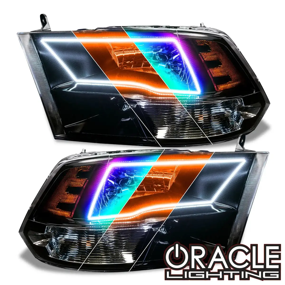 Oracle Lighting 2009-2018 Ram Rgb+A Colorshift+ Switchback Quad Headlight Halo Kit 1
