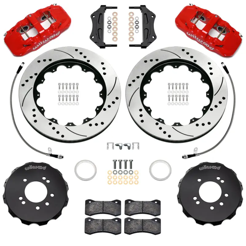 Wilwood 99-02 Nissan Skyline Aerolite 6R Front Bbk W/ 14.00In D/S Rotors & Flexlines - Red 1