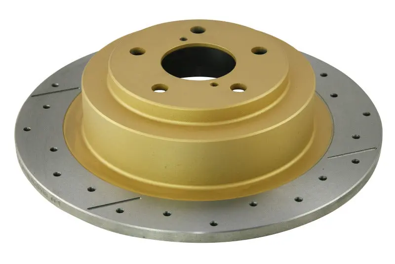 Dba 03-06 Subaru Baja Rear Street Series Drilled & Slotted Rotor W/Gold Hat 1