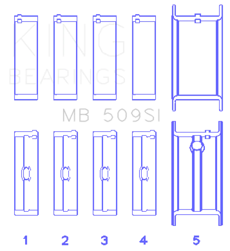King Engine Bearings Chevrolet 400 Crankshaft Main Bearing Set (Set Of 5) - Size .001 1