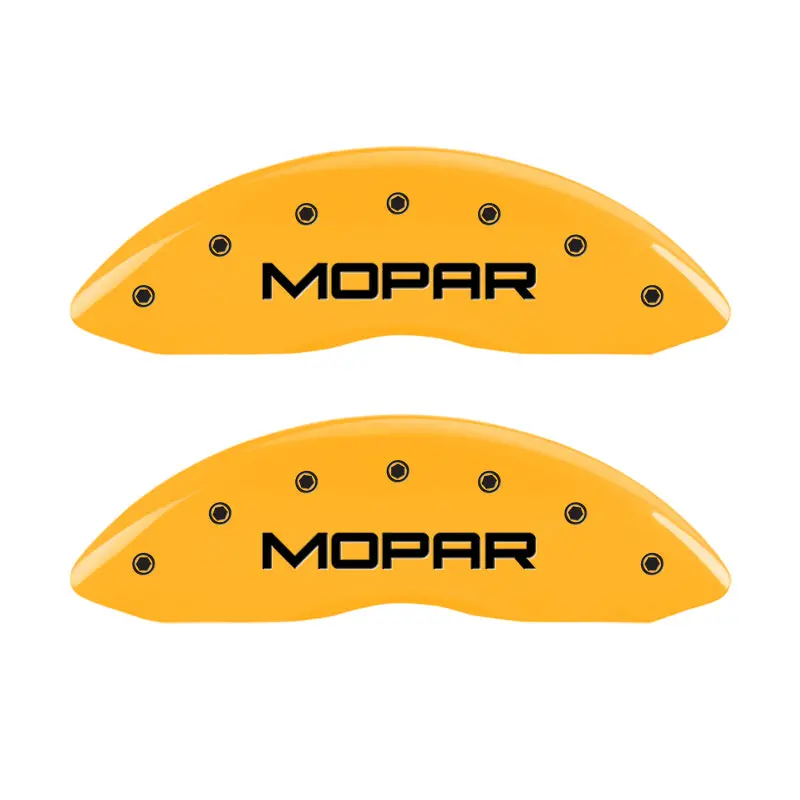 Mgp 4 Caliper Covers Engraved Front & Rear Mopar Yellow Finish Black Ch 1