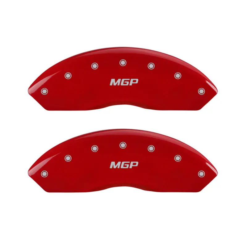 Mgp Engraved 4-Piece Caliper Cover Set – Front & Rear Logos, Red Finish With Silver Chrome Highlights 1