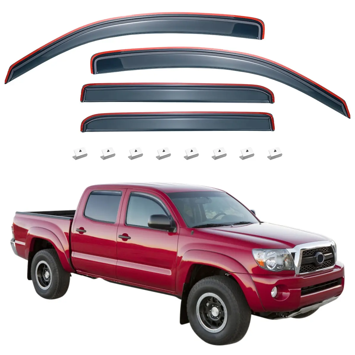 In-Channel Rain Guards For Toyota Tacoma Double Cab 2005–2015 1