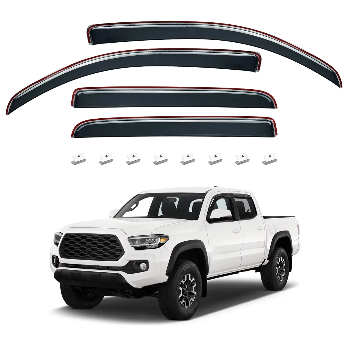 Tacoma Rain Guards 2016–2023 Double Cab – In-Channel Window Deflectors 1