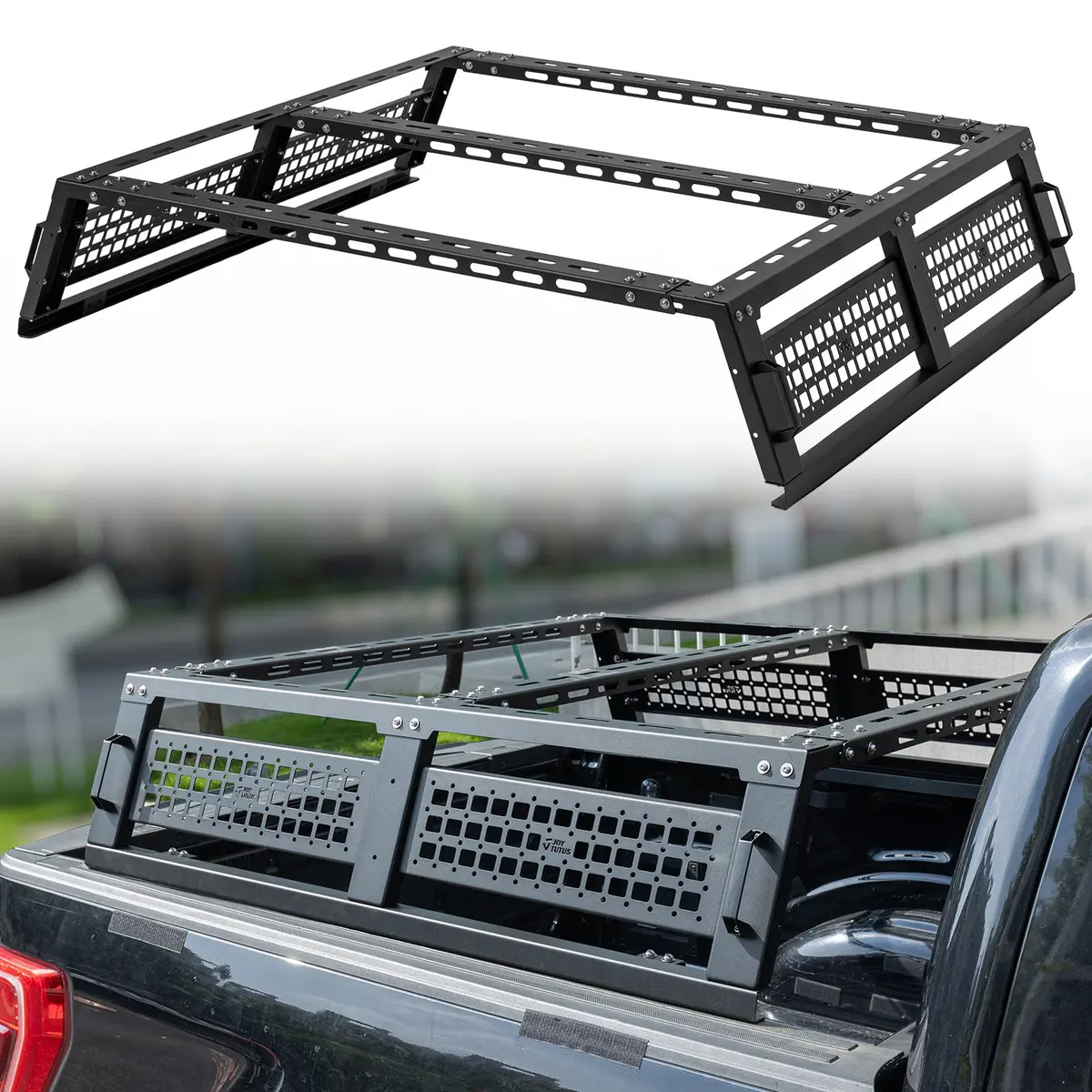Full Size Truck Bed Rack For F150, Adjustable No-Drill Bed Rack 1