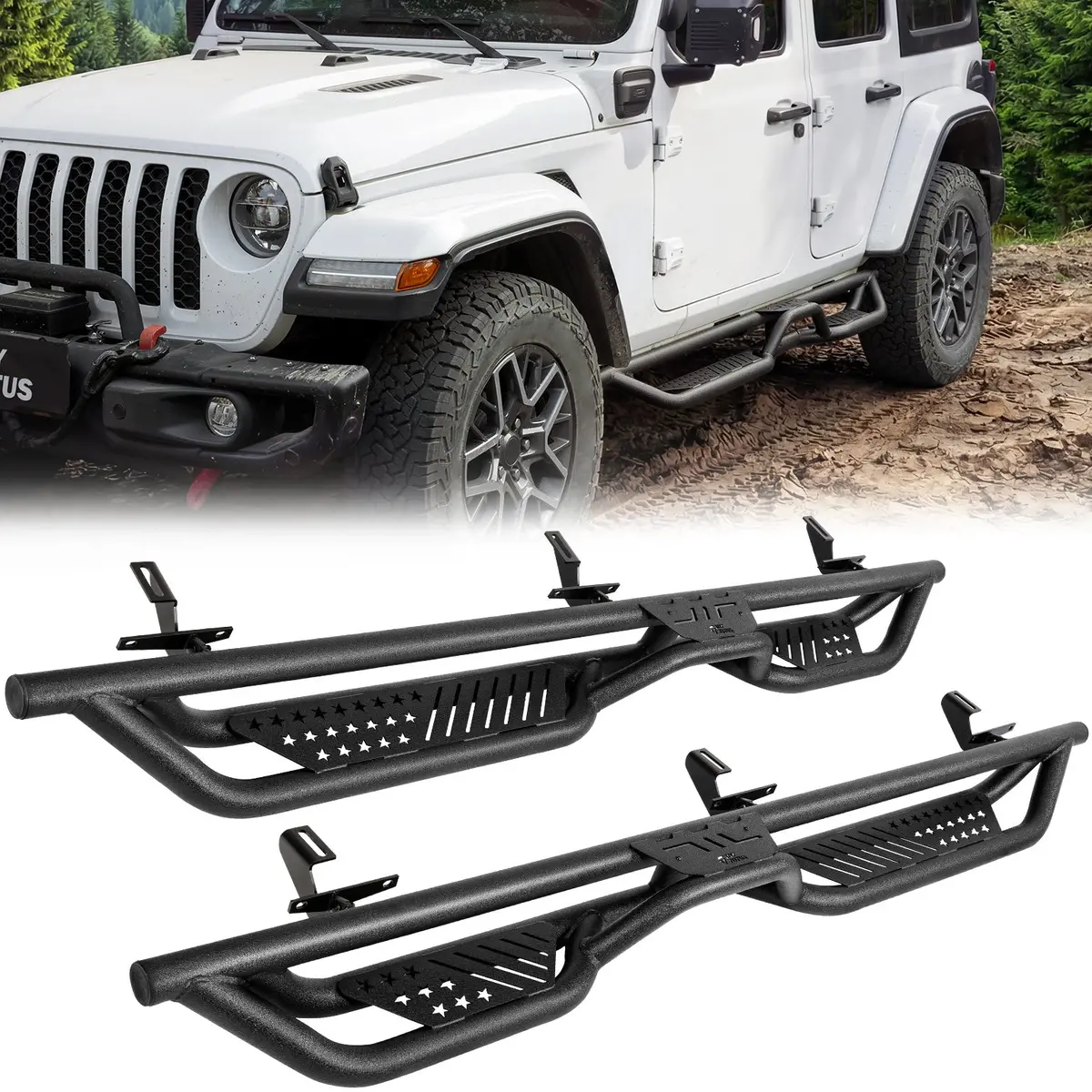 Running Boards For Jeep Wrangler Jl 4 Door 2018–2026 – 550Lb Dual-Step Side Steps 1