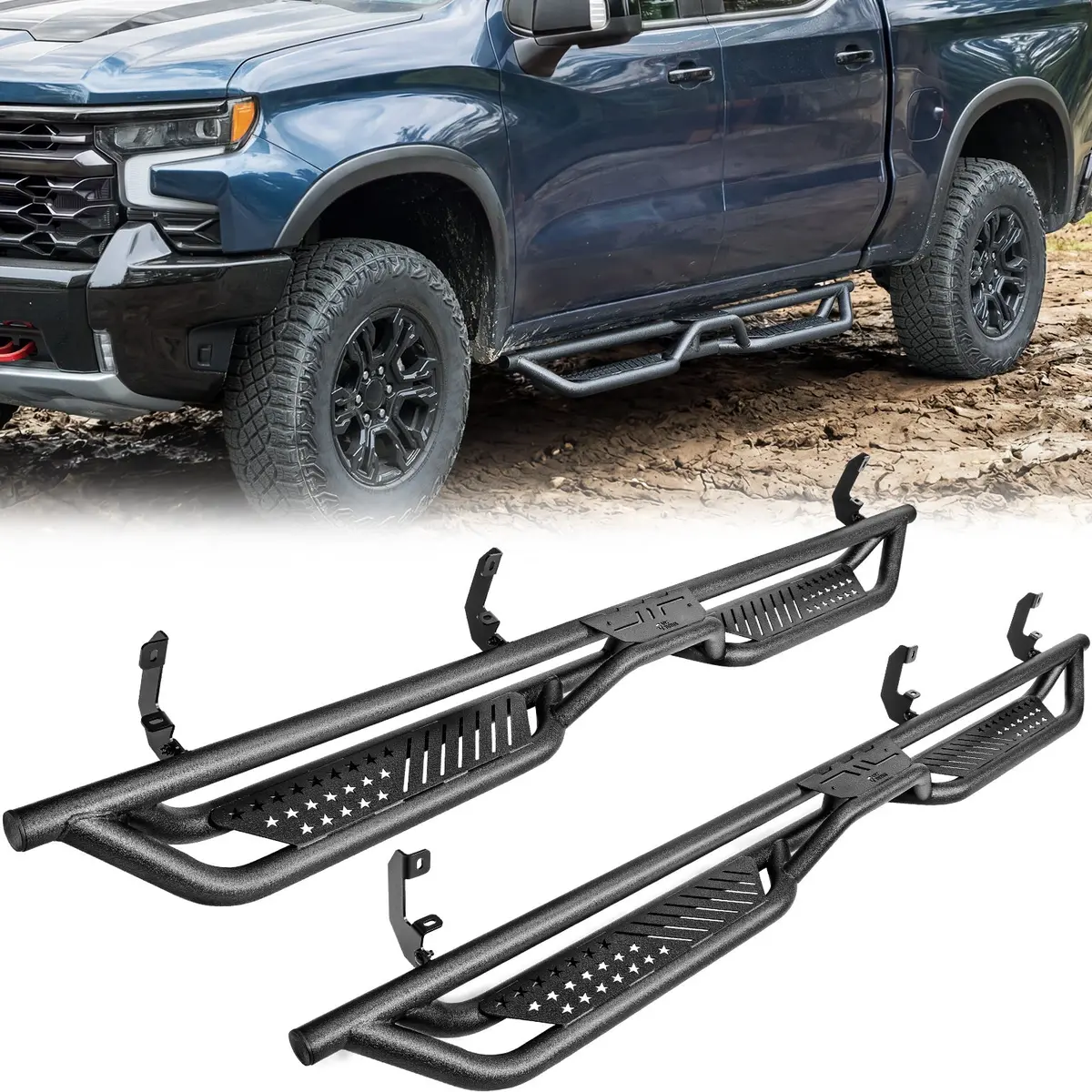 Running Boards For Silverado/Sierra 1500 (2019–2026) Crew Cab 1