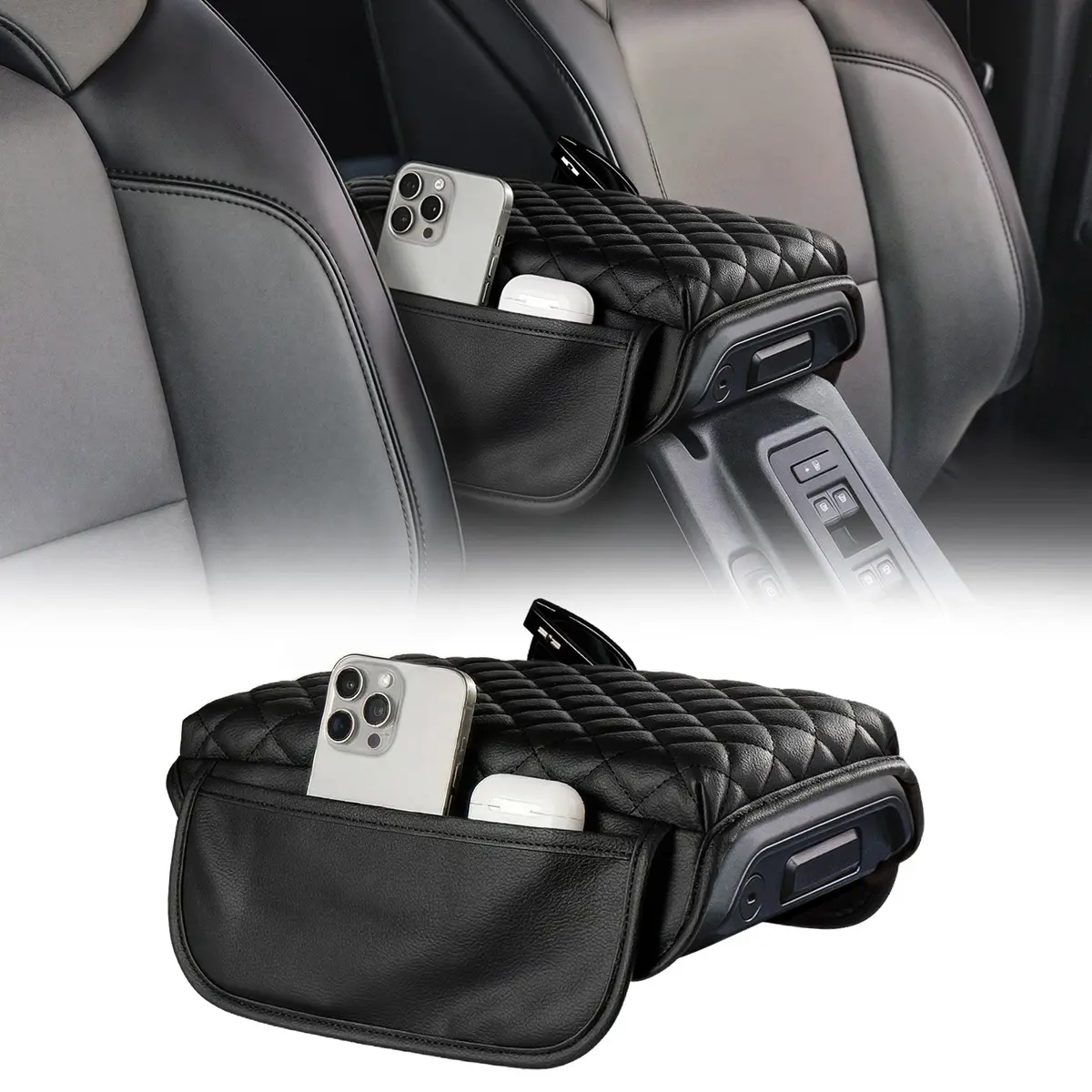 Ford Bronco (2021–2026) Center Console Armrest Cover – Leather With Side Pockets 1
