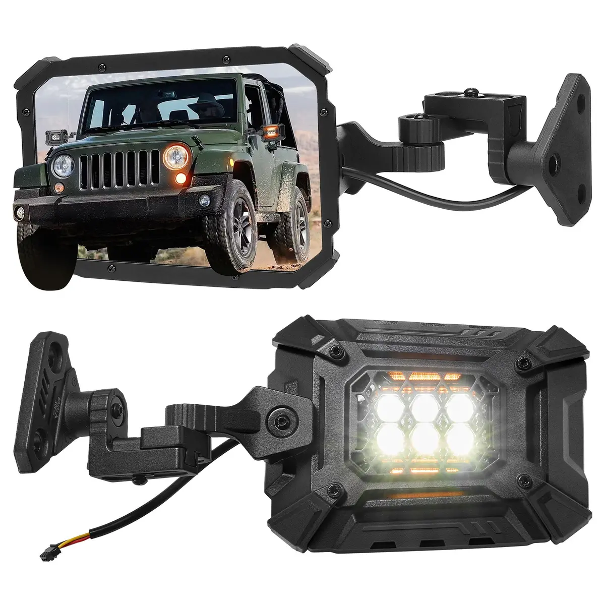 Wrangler Side Mirrors Doors-Off/On With Turn Light Tj & Jk 1997–2018 1