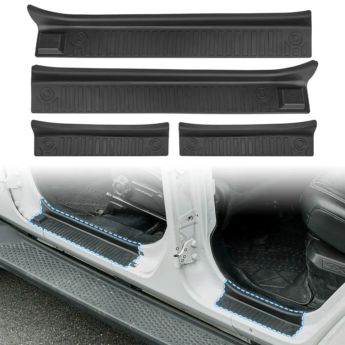 Door Sill Guards For Wrangler Jl/Jlu 4-Door 2018–2026, Full Coverage Tpu Protectors 1