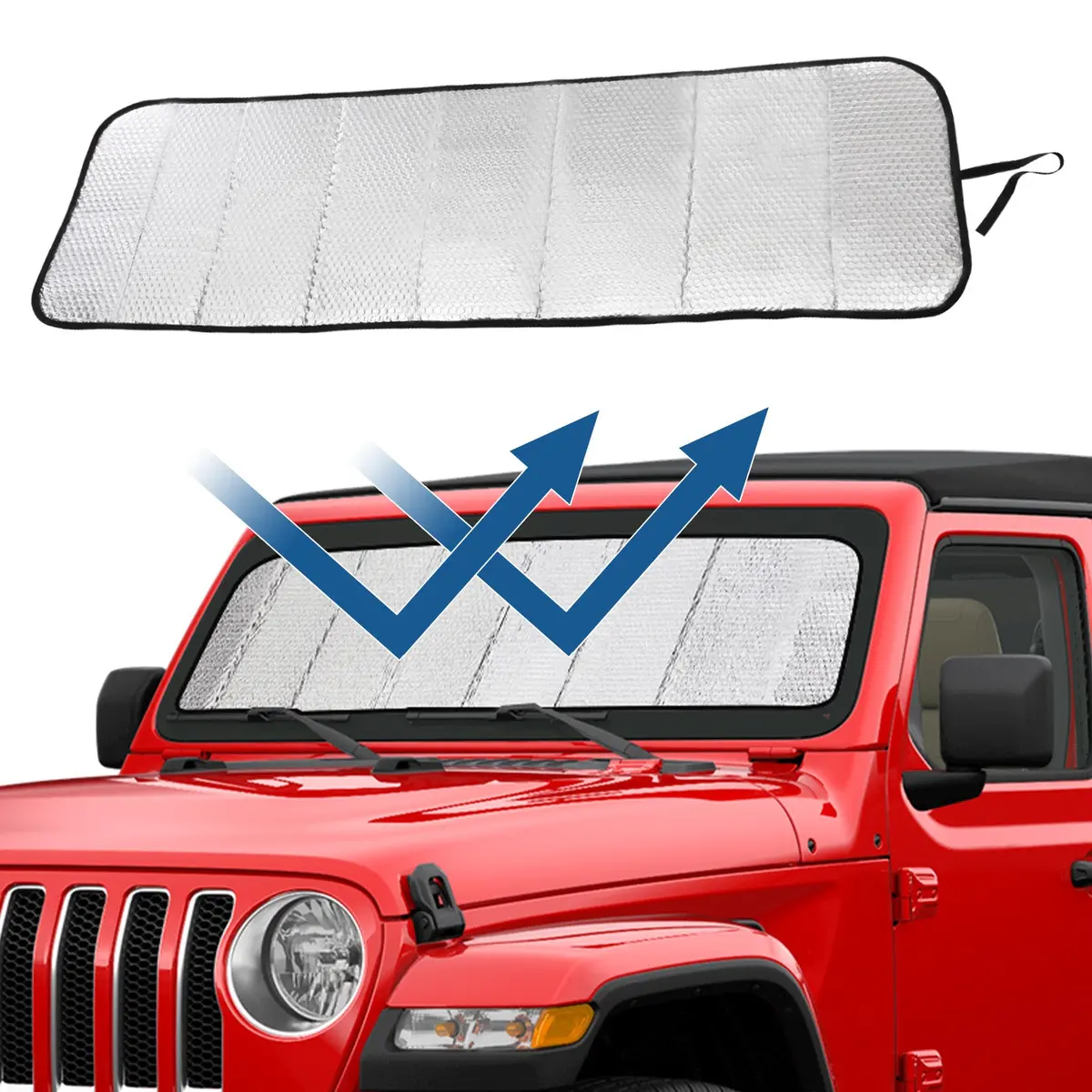 Foldable Windshield Sun Shade For Wrangler Jl/Jlu & Gladiator Jt 2018–2024 1