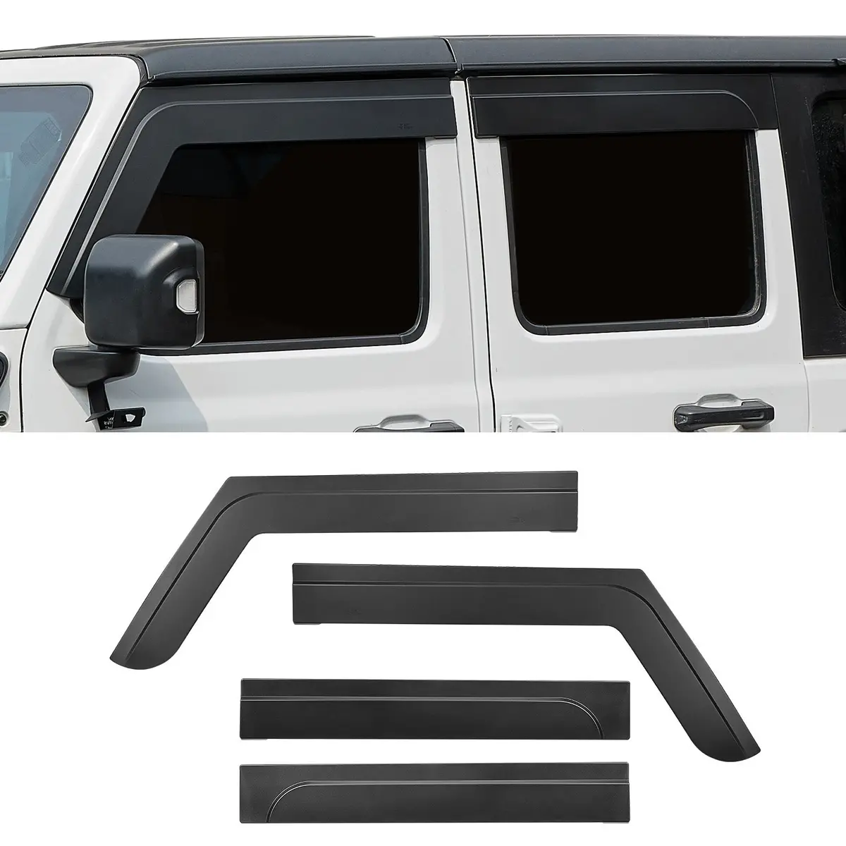 Low-Profile Window Rain Guards For Wrangler Jlu & Gladiator Jt 1