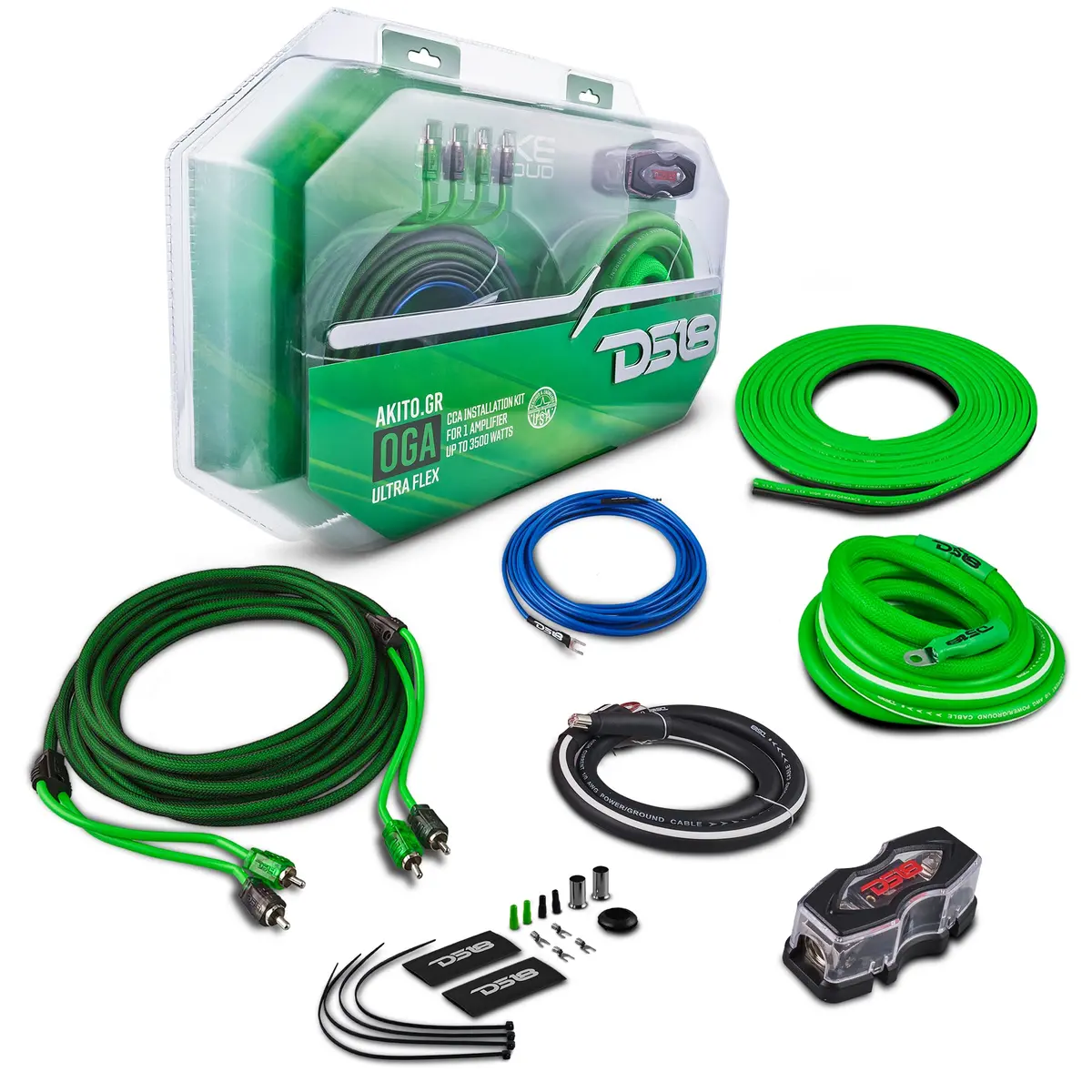 0-Ga Amplifier Installation Wiring Kit - Green 1