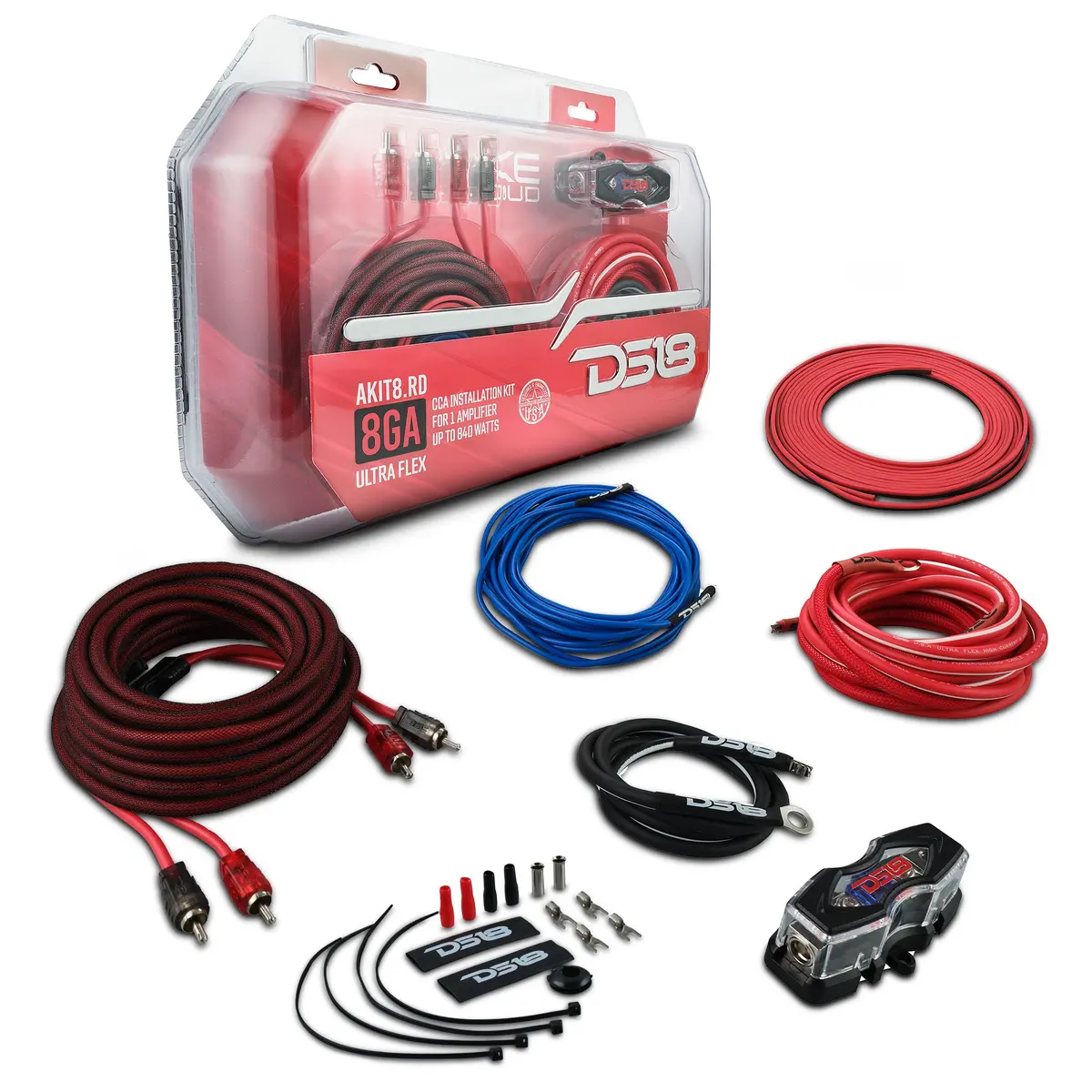 8-Ga Amplifier Installation Wiring Kit - Red 1