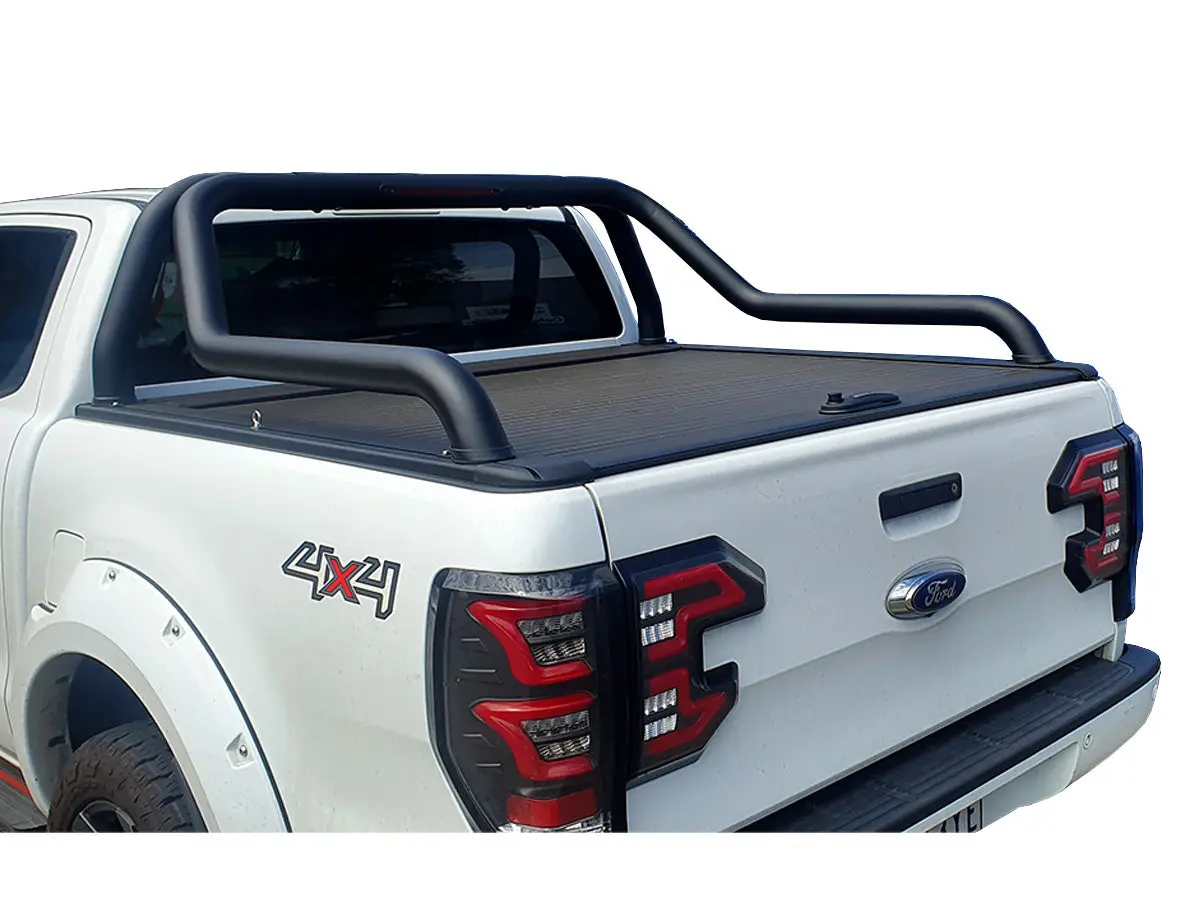 Ford Ranger Dc 2012-2021 Manual Roller Shutter Cover & Extended Roll Bar Combo 1