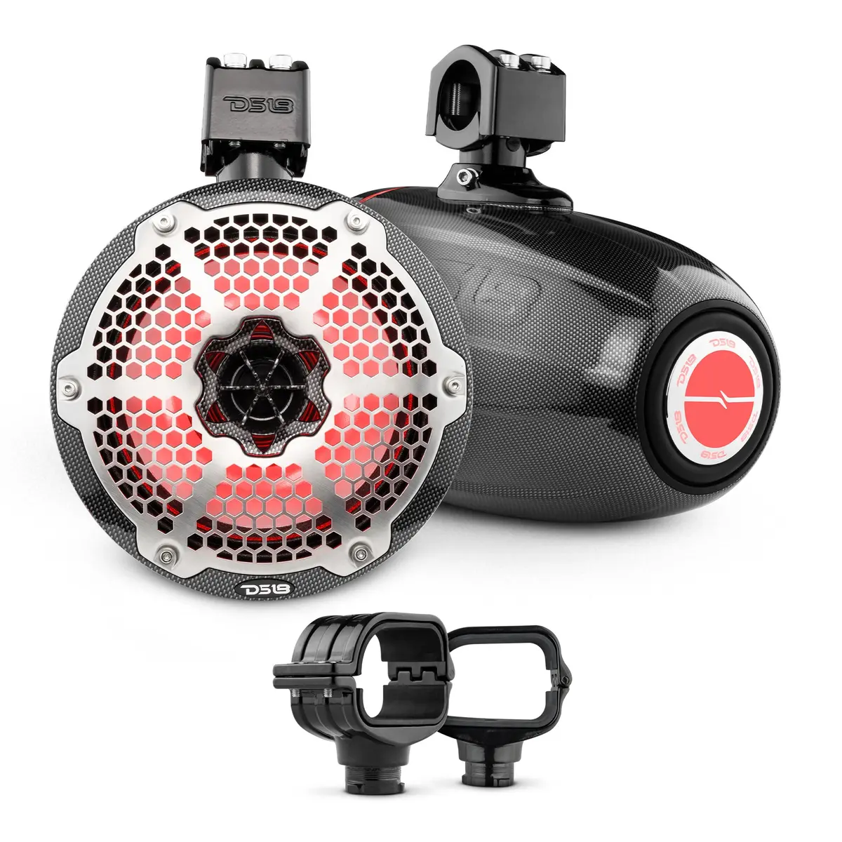 Bronco 6Th Gen Roll Bar Audio Bundle – 8" Marine Tower Speakers With Rgb Led Lights And Oem Roll Bar Mounting Clamps 1