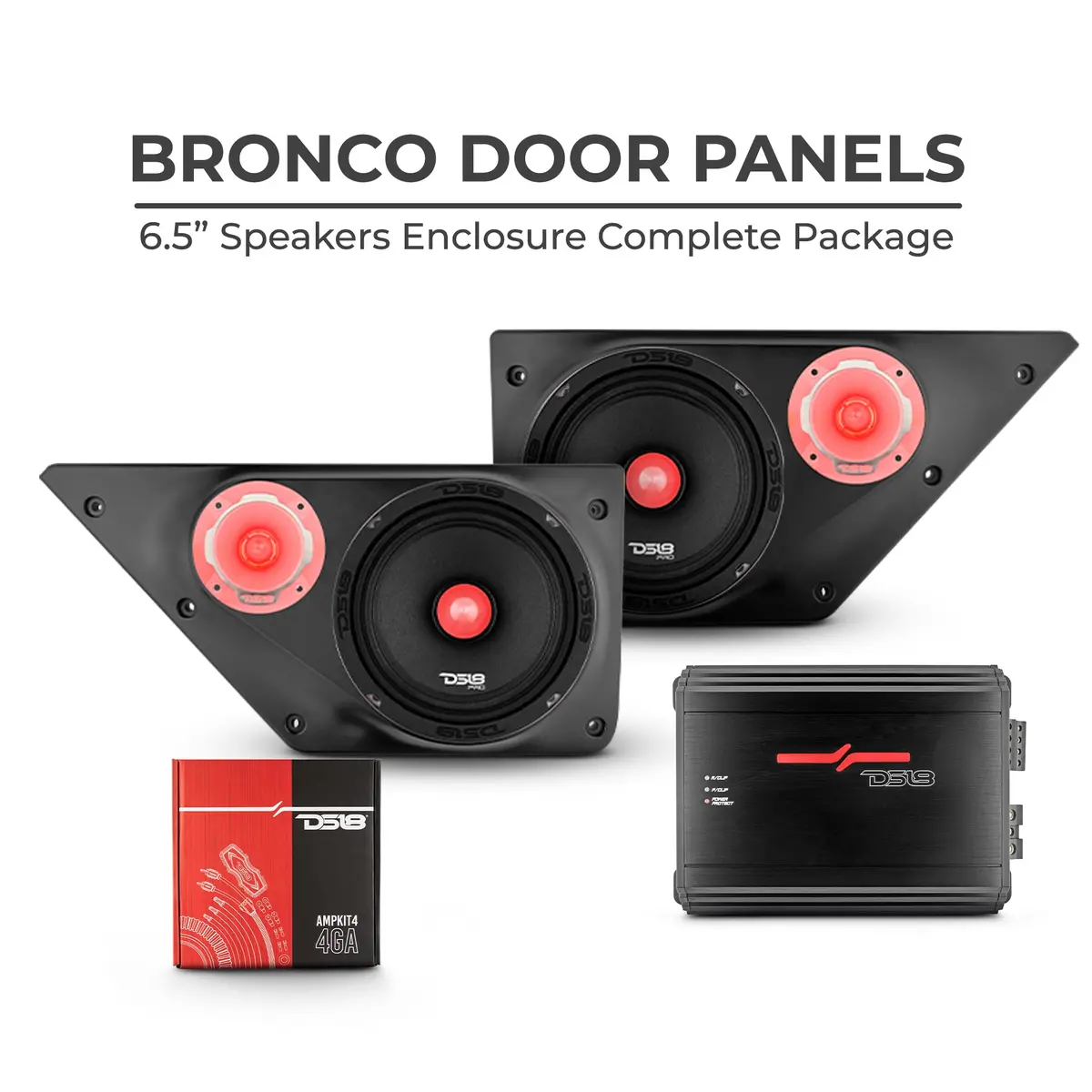 Ford Bronco 6Th Gen Loaded Front Door 6.5" Speakers And 3.78" Tweeter Speaker Panels Package 1