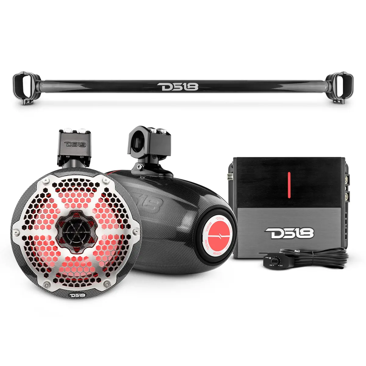 Bronco 6Th Gen Mounting Tube Bundle With 8" Marine Tower Speakers With Rgb Led Lights And Amplifier 1