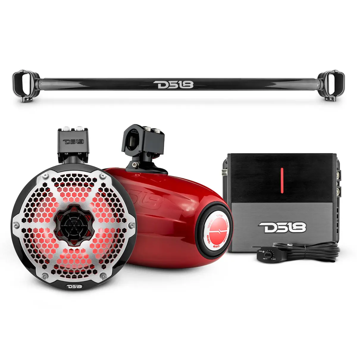 Bronco 6Th Gen Mounting Tube Bundle With 8" Marine Tower Speakers With Rgb Led Lights And Amplifier 1