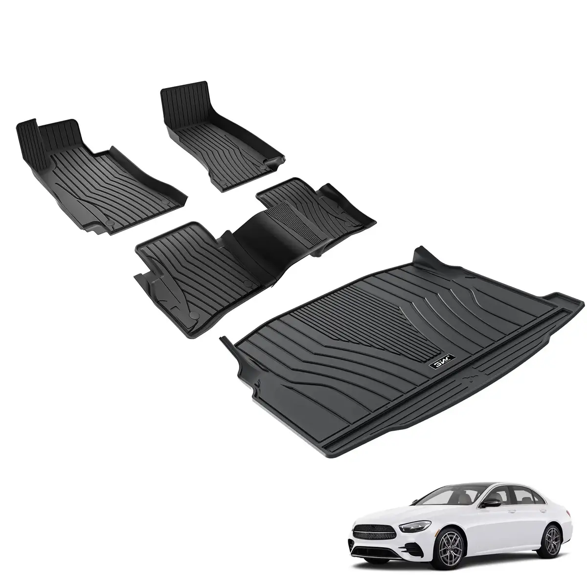 3W Mercedes-Benz E-Class 2017-2023 Custom Floor Mats Thorex™ All-Weather Protection (Sedan Only) 1