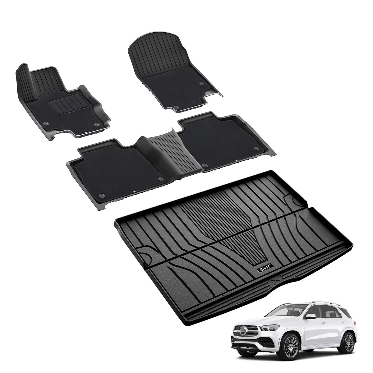 3W Mercedes-Benz Gle 2020-2026 (Not Fit Coupe) Custom Floor Mats / Trunk Mat Thorex™ All-Weather Protection 1