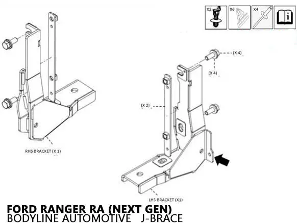 Tub Load Bracket (J-Brace) For Next Gen Ranger/Raptor 2022+ & All New Amarok 2023+ 1