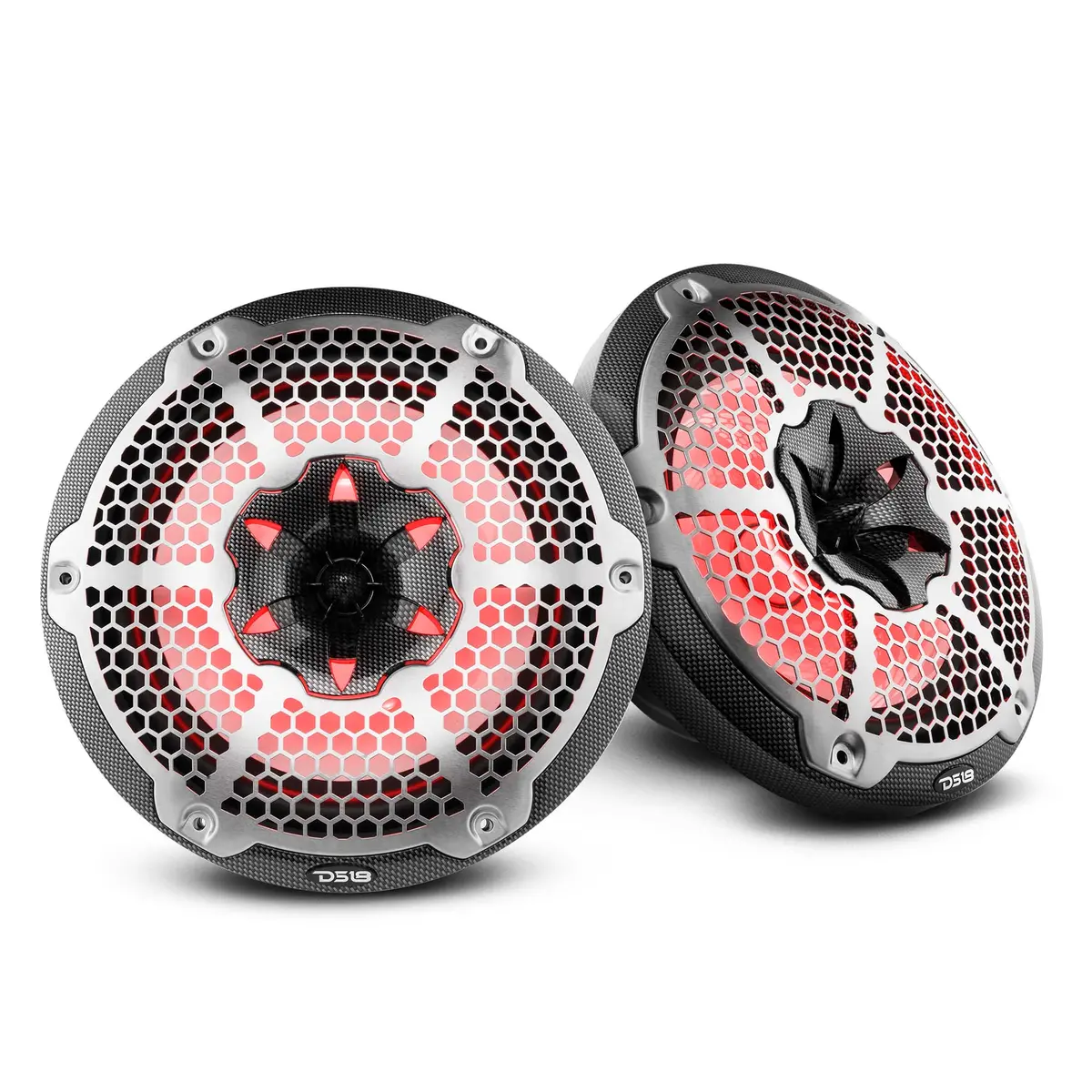 Nxl 10" 2-Way Coaxial Marine Speaker With Led Rgb Lights 200 Watts Rms 4-Ohm -Black Carbon Fiber 1