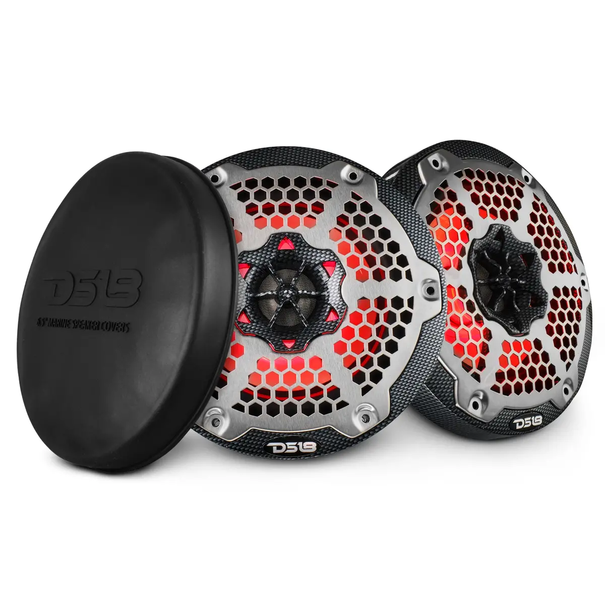 Nxl 6.5" 2-Way Coaxial Marine Speaker With Led Rgb Lights 100 Watts Rms 4-Ohm - Black Carbon Fiber 1