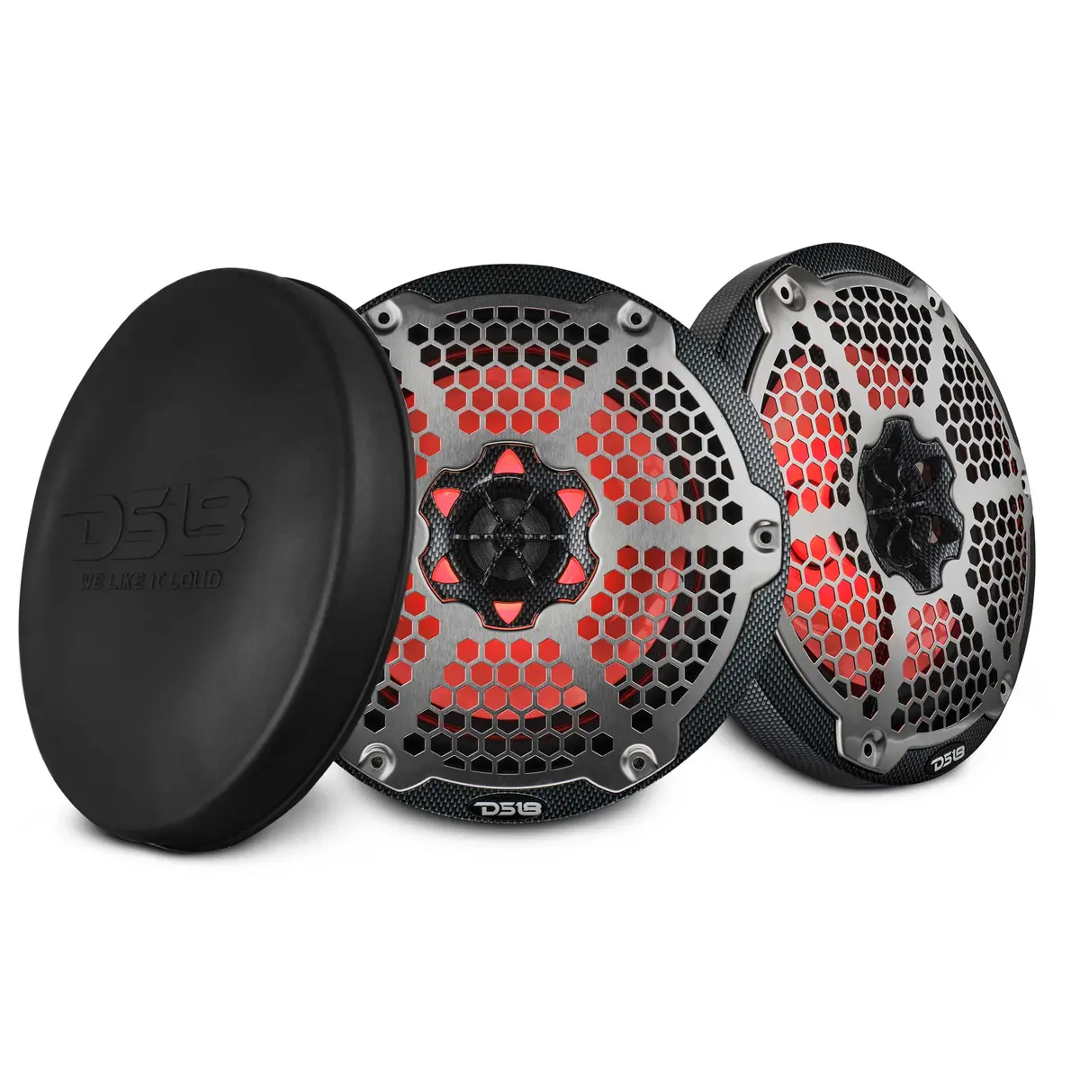 Nxl 8" 2-Way Coaxial Marine Speaker With Led Rgb Lights 125 Watts Rms 4-Ohm - Black Carbon Fiber 1