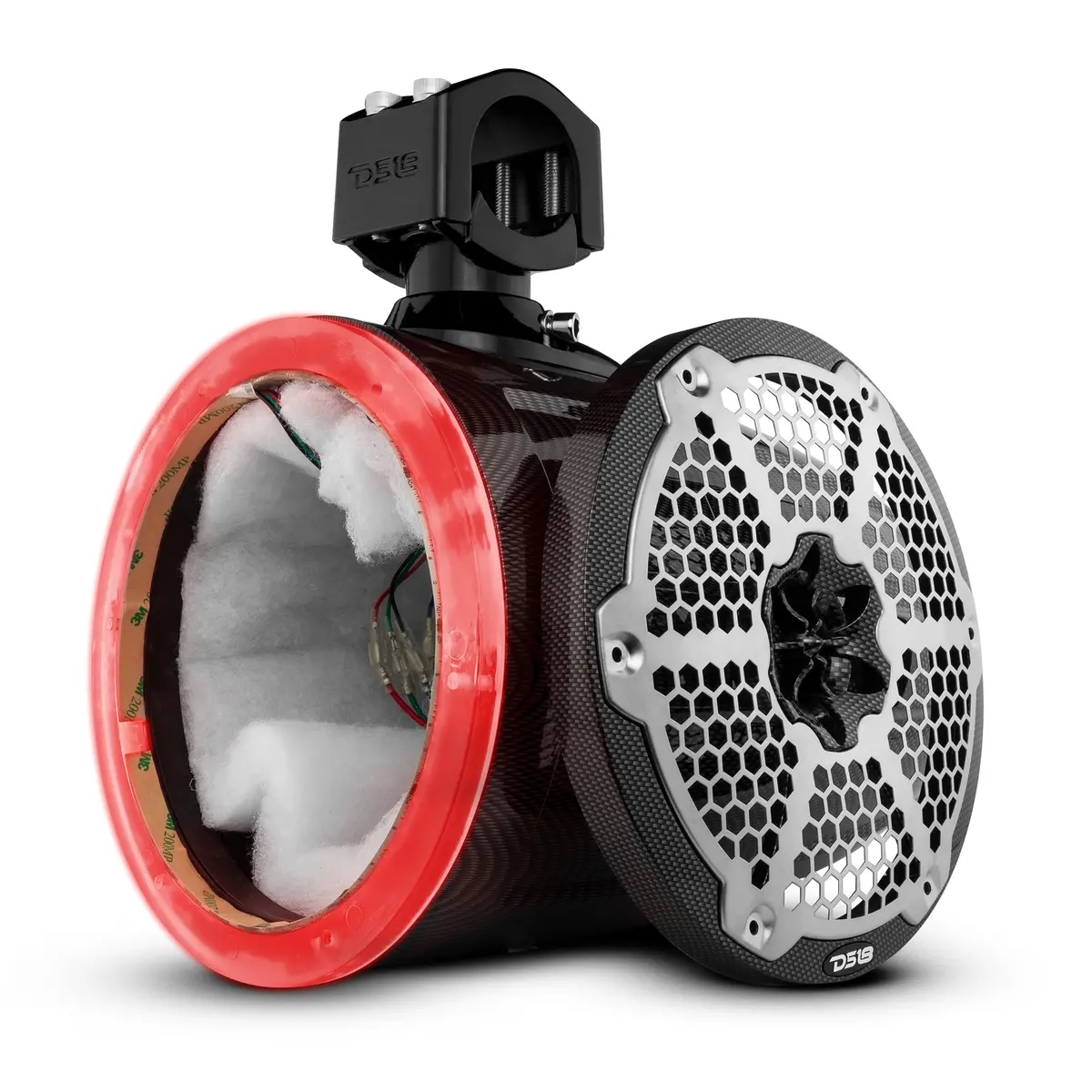 Nxl 8" Marine And Powersports Empty Tower Led Rgb Lights -Black Carbon Fiber 1