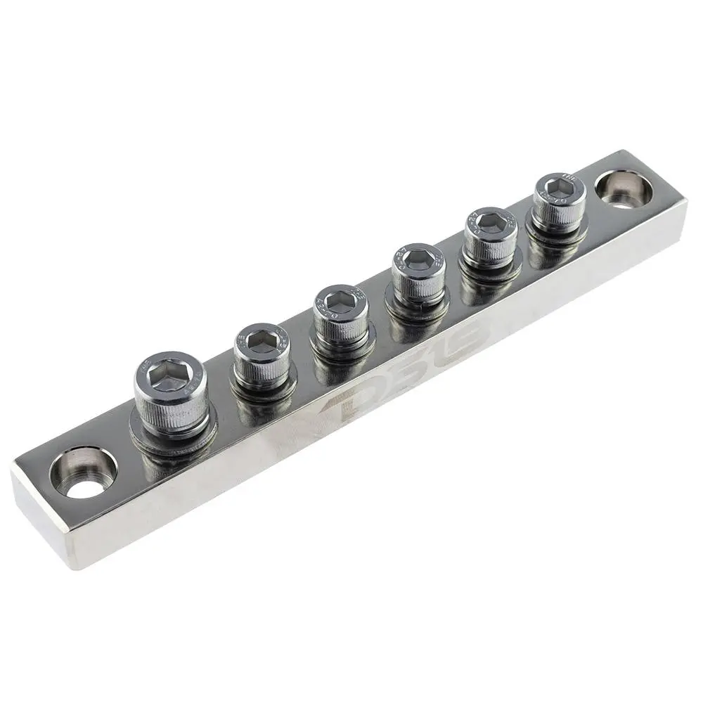 Chrome Plated Distribution Bar Block 1X 1/0-Ga And 5 X 2/0-Ga Screw Down Type 7" Long 1