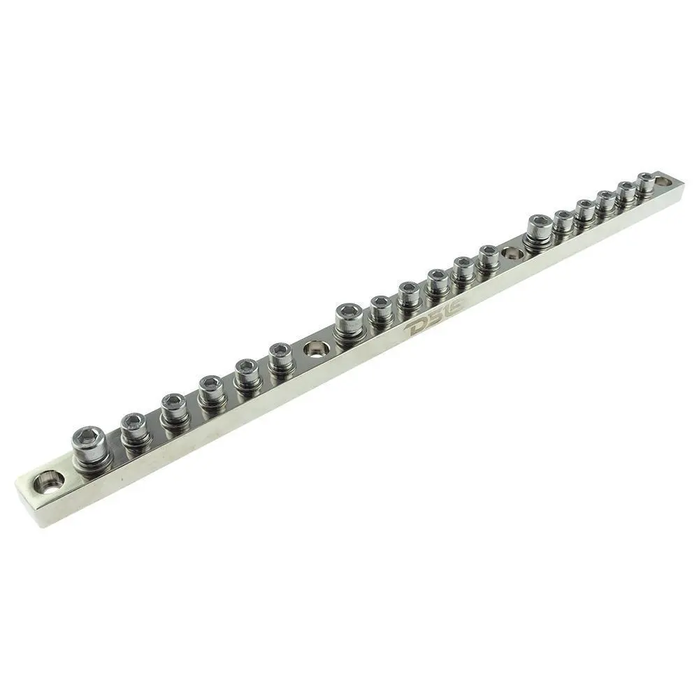 Chrome Plated Distribution Bar Block 3X 1/0-Ga And 15 X 2/0-Ga Screw Down Type 20" Long 1