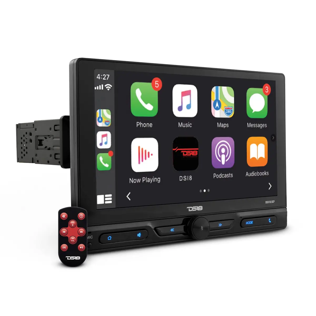 10.5" Floating Adjustable Modular Touchscreen Mechless Single-Din Head Unit With Bluetooth, Apple Car Play, Android Mirror Link, Usb, Aux, Sd, Am, Fm 1