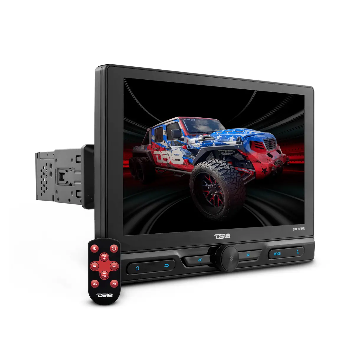 10.5" Floating Adjustable Modular Touchscreen Mechless Single-Din Head Unit With Bluetooth, Mirror Link And Usb 1