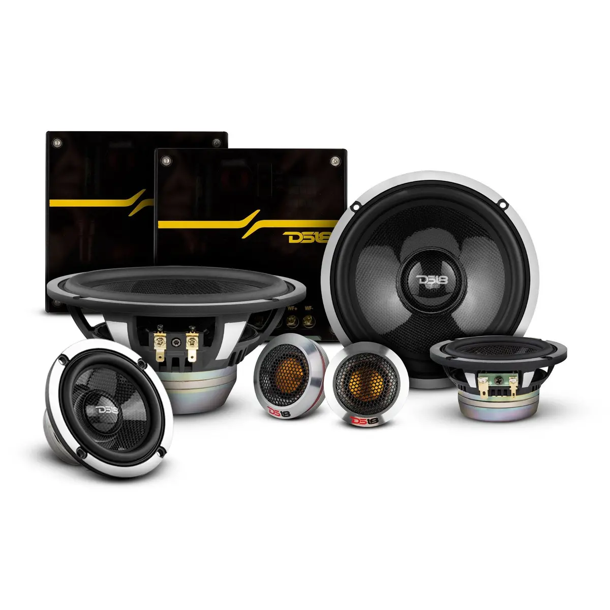 Dx 6.5" 3- Way Neodymium Component Speaker System With Carbon Fiber Cone 290 Watts Rms 4-Ohm 1
