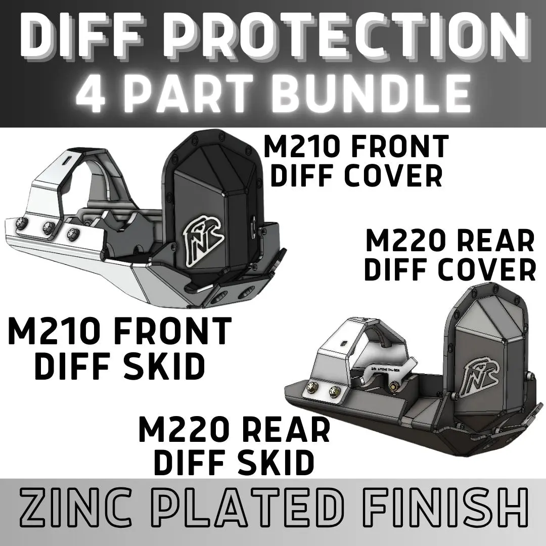 Diff Protection Bundle: M210/M220 Diff Covers & Pinion Guards (Jl/Jt - Zinc Plated Finish) 1