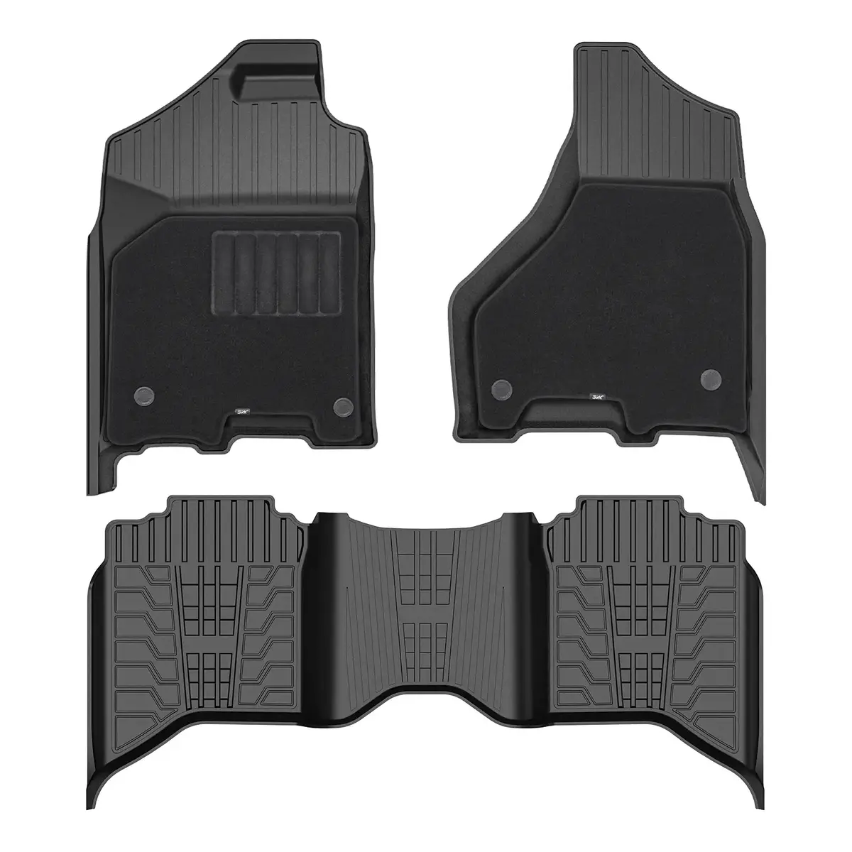 3W 2013-2018 Dodge Ram 1500/2500/3500 Crew Cab, 2019-2024 Dodge Ram 1500 Classic Crew Cab Custom Floor Mats  Thorex™ All-Weather Protection 1