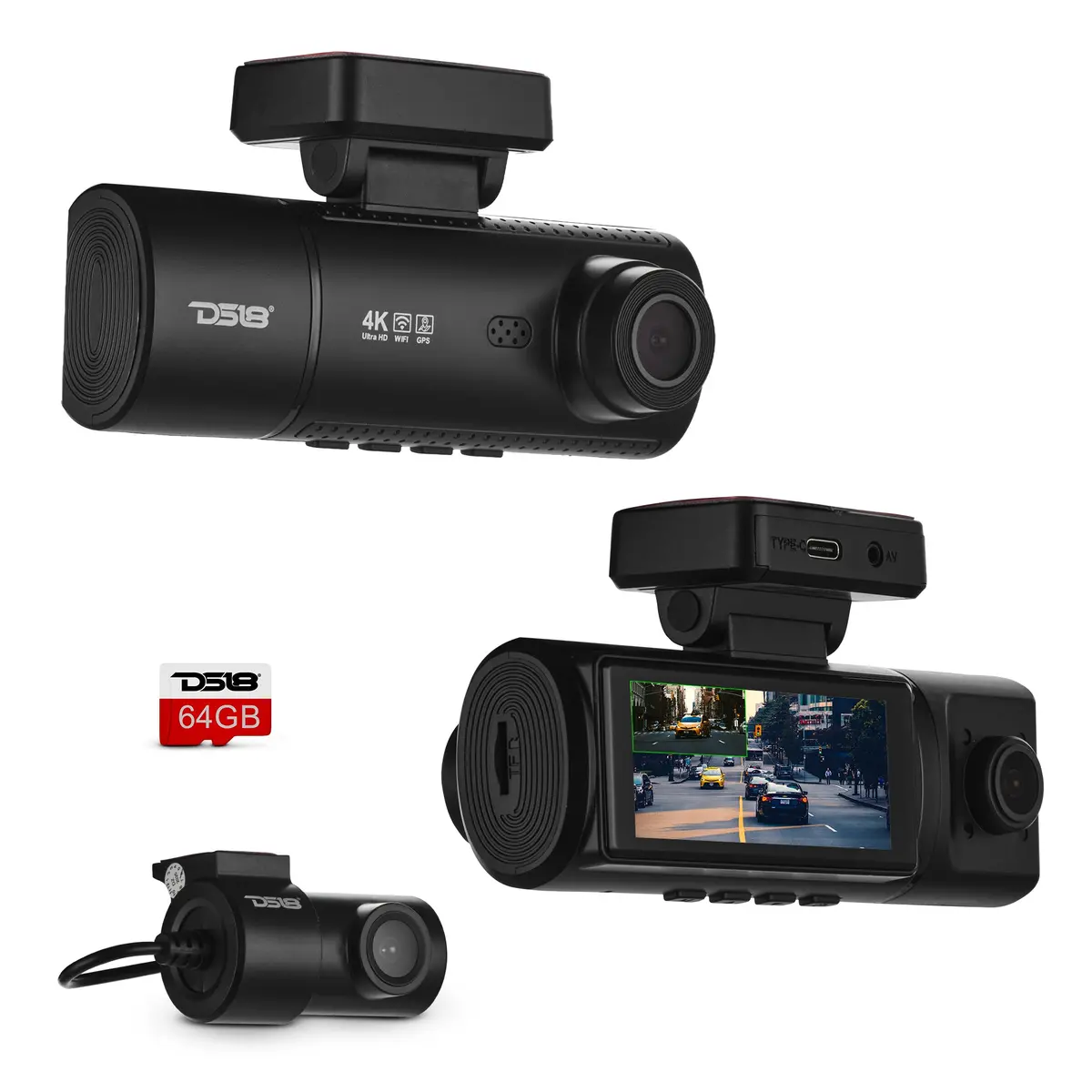 4K Triple Dash Camera With Front, In-Cabin And Rear Cameras, Wi-Fi, Gps And 3.16” Ips Display 1