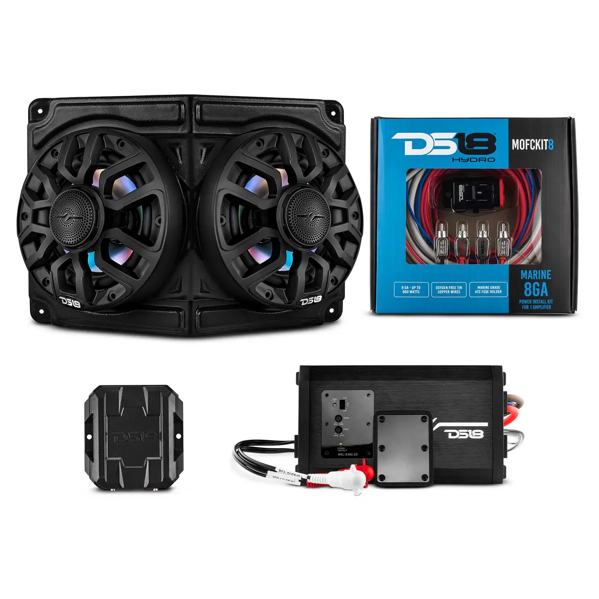 Can-Am Overhead Enclosure With Amplifier And Installation Kit - Loaded With 2X 6.5" 2-Way Marine Speakers With Digital Led Lights 1