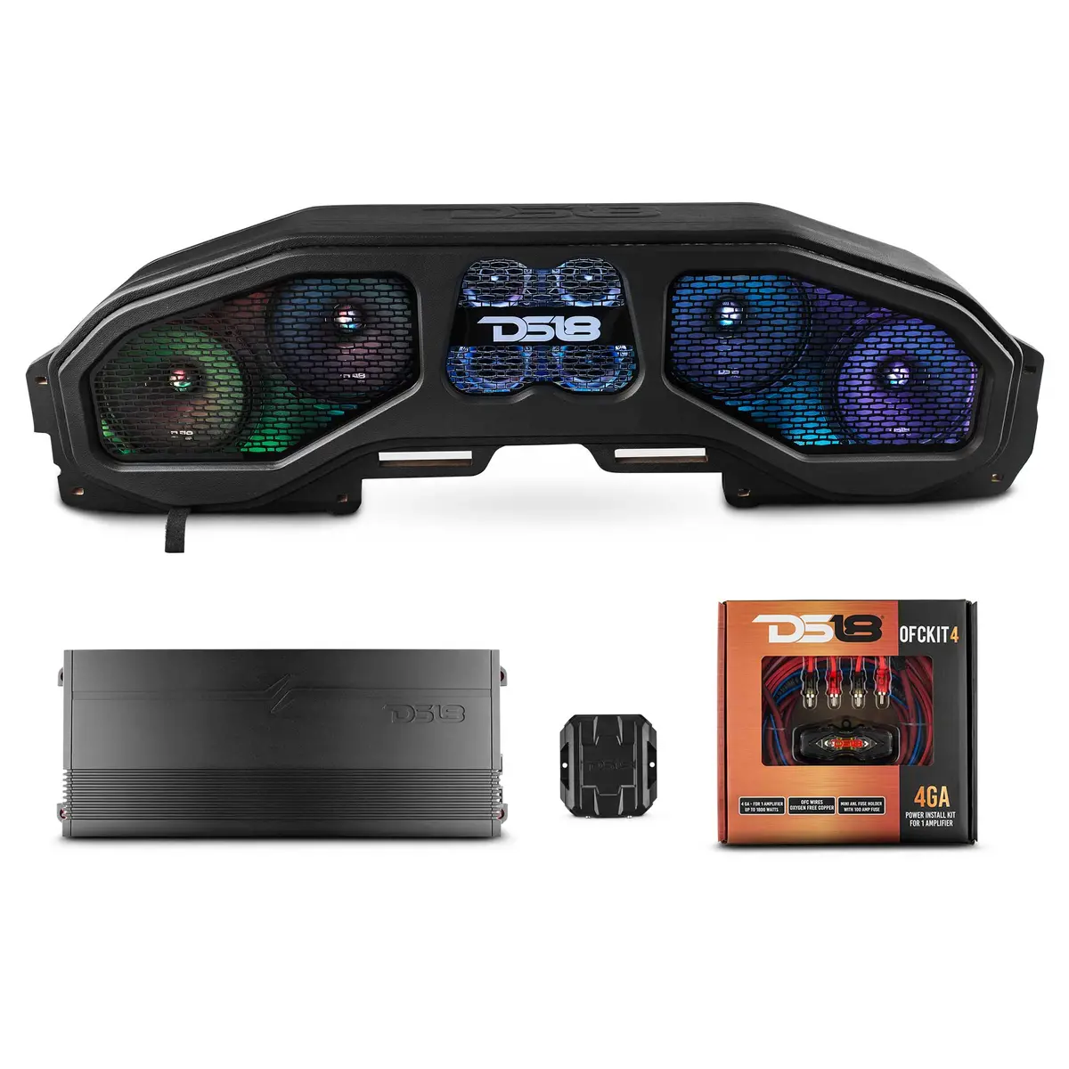 Jeep Jl, Jt Overhead Sound Bar Package With Vinyl Finish And Dream Led Lights 4 X 8" And 4 Tweeters (Made In Usa) 1