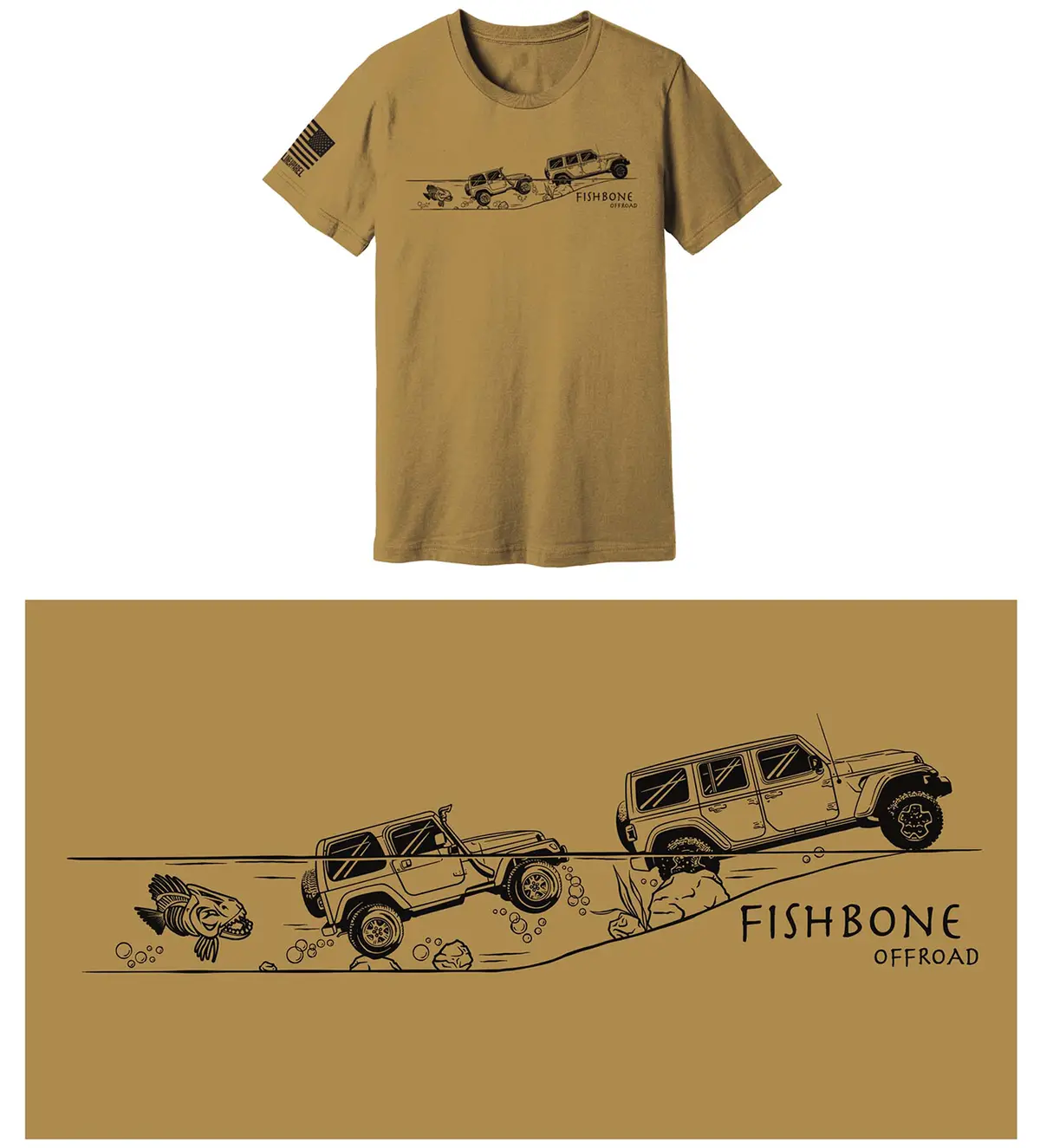 Fishbone Offroad Evolution T-Shirt - Unisex - Coyote Green Fba1019m 1