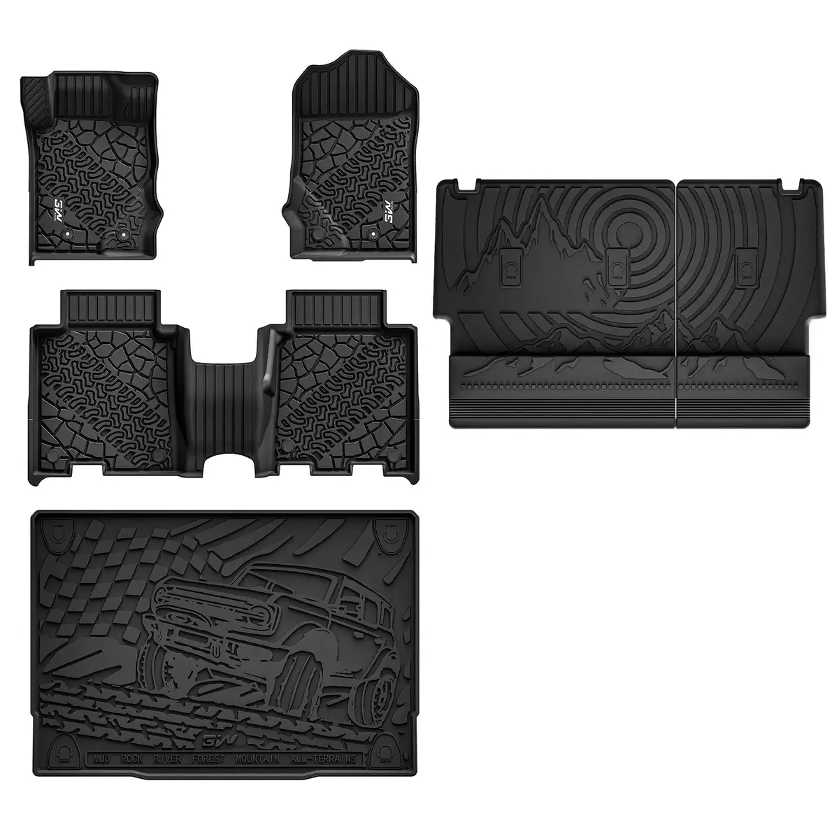 3W Ford Bronco 4-Door 2021-2026 Floor Mats / Trunk Mat Thorex™ All-Weather Protection 1