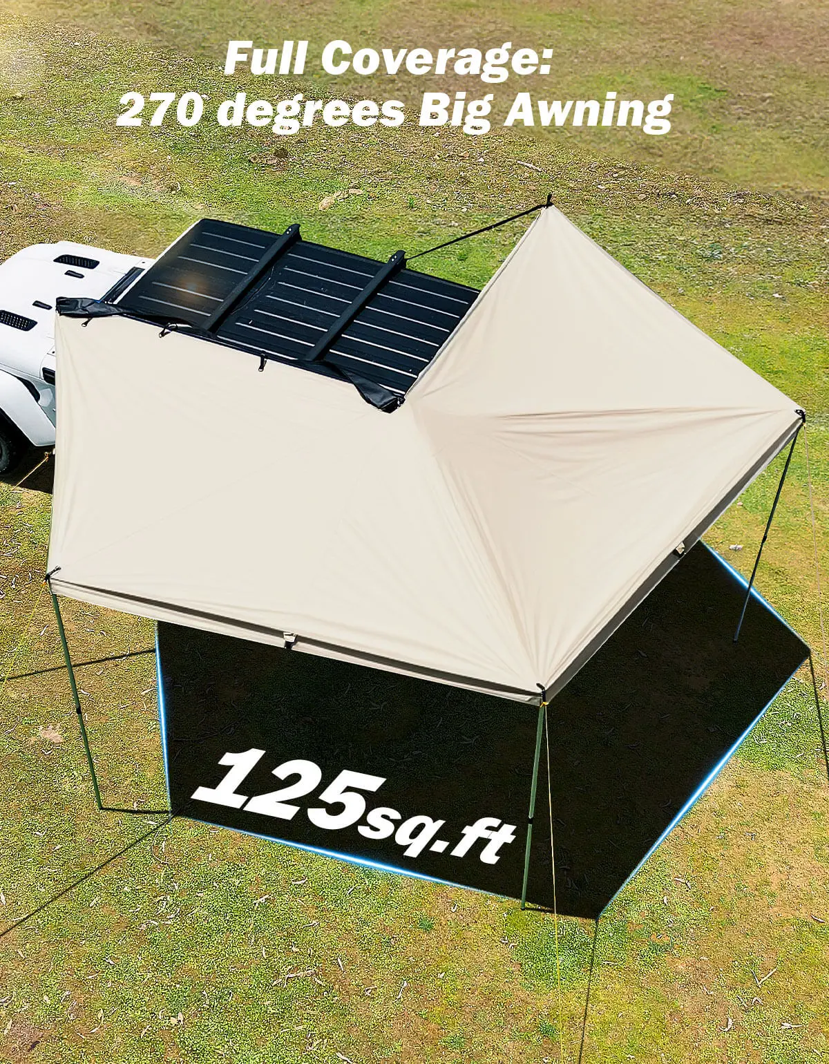 270 Degree Awning - 125 Sq. Ft Freestanding All-Weather Side Canopy 1