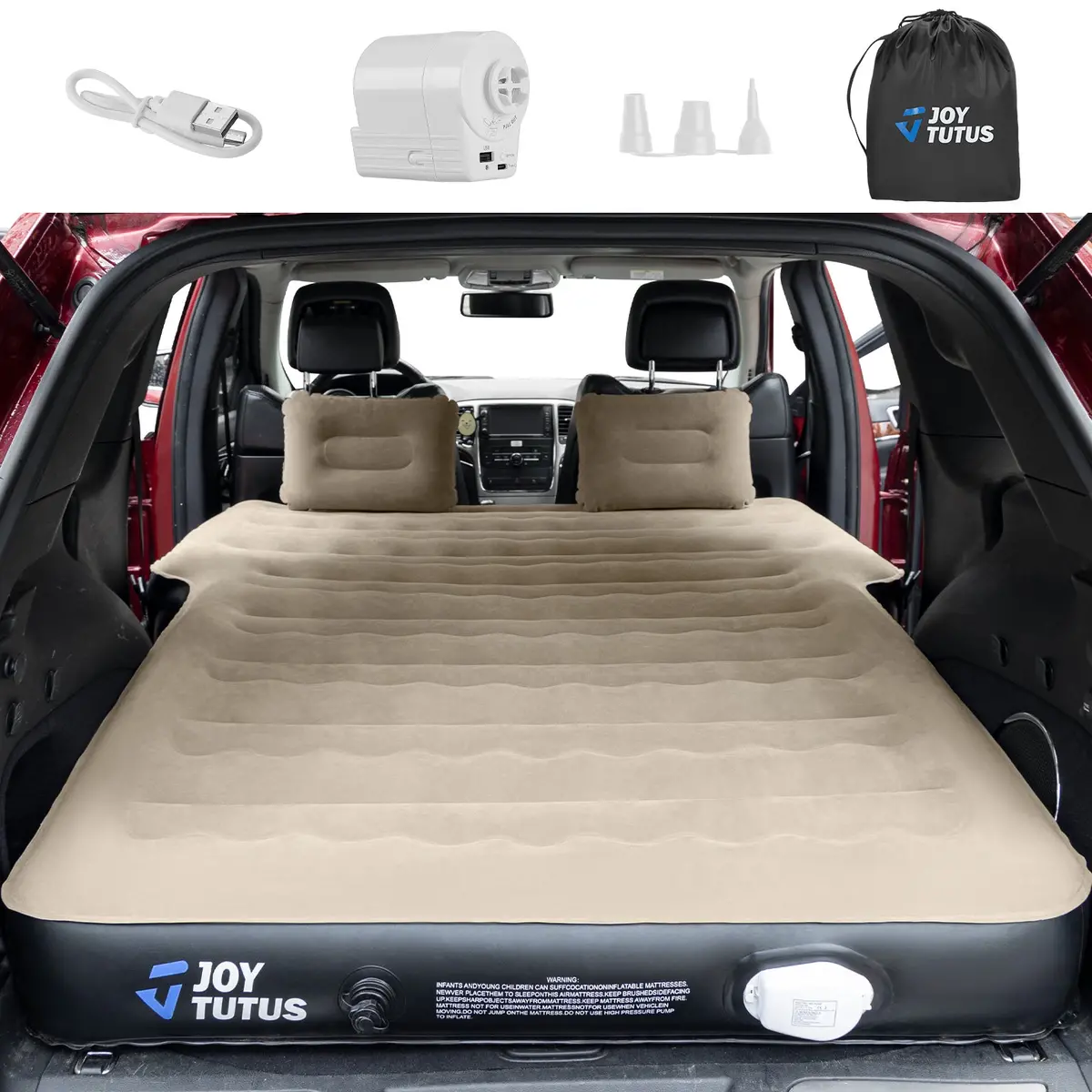 Suv Air Mattress With Built-In Pump, 2 Pillows, Anti-Leak Camping Bed 1